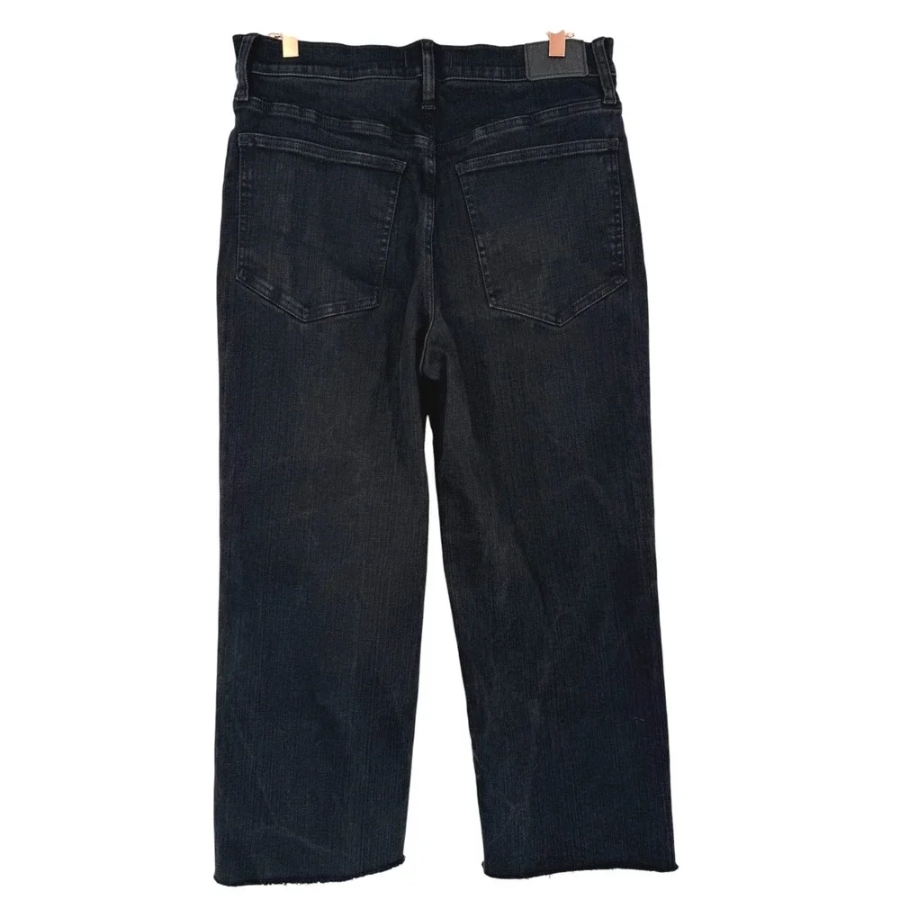 Madewell Womens Perfect Vintage Wide-Leg Jeans Black Wash Denim Raw Hem Size 31 - Picture 6 of 13